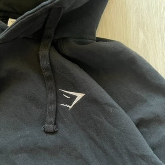 Gymshark Hoodie Men’s Medium Black Embroidered Pullover Workout Training - Picture 2 of 6